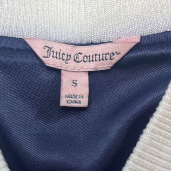 Juicy Couture Y2K Vintage Navy White Cactus Applique Satin Bomber Jacket Small - Picture 7 of 10